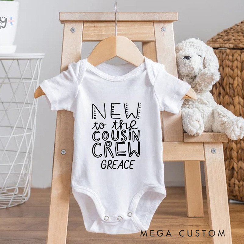 Personalized New To The Cousin Crew Baby Onesie Baby Shower Gift Cousin Announcement Gift