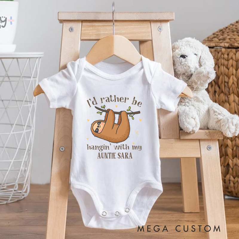 Personalized I'd Rather Be Hanging With My Aunt Baby Onesie New Baby Girl Boy Gift