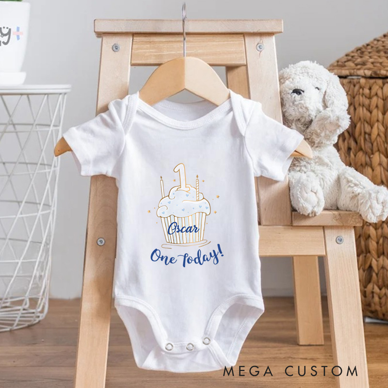 Personalized 1st First Birthday Baby Onesie Gift Onesie for Boy Cake Smash