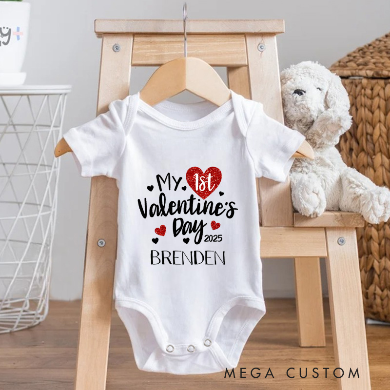 Personalized My 1st Valentine's Day Baby Onesie Funny Gift for Baby