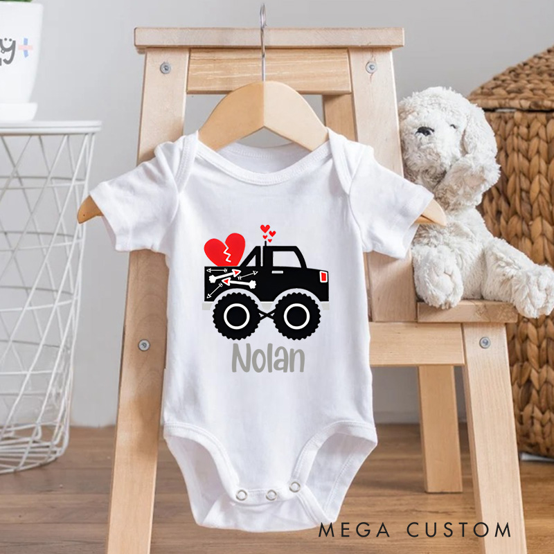 Personalized Valentine's with Hearts and Arrows Baby Onesie Funny Baby Gift