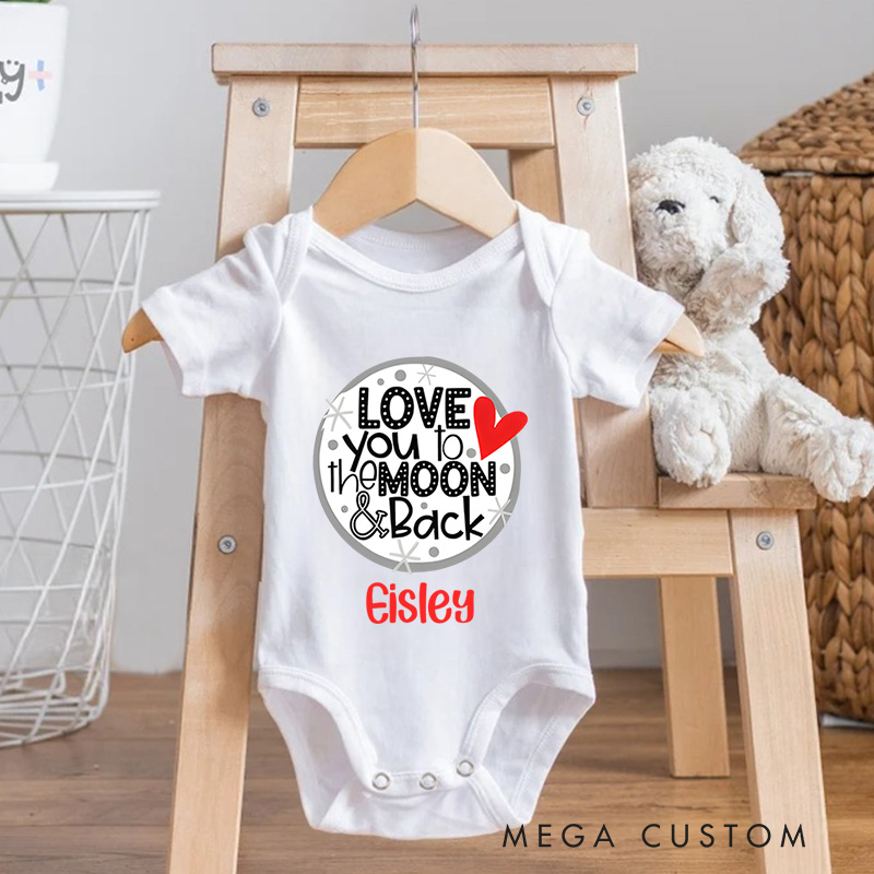 Personalized Love You to the Moon and Back Baby Onesie Valentine's Day Baby Gift
