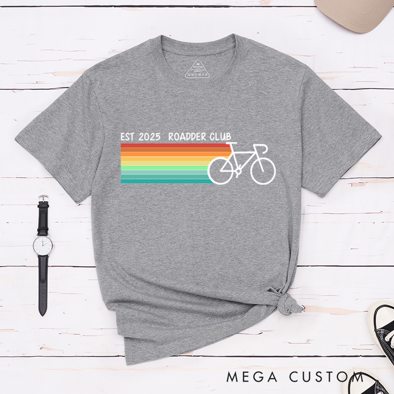 Personalized Cycling T-Shirt with a Bicycle and Vibrant Rainbow Stripes for Outdoor Adventures Riding Cycling Biking Enthusiasts