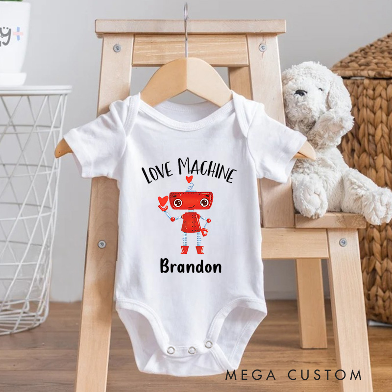 Personalized Love Machine Robot Baby Onesie Valentine's Baby Gift