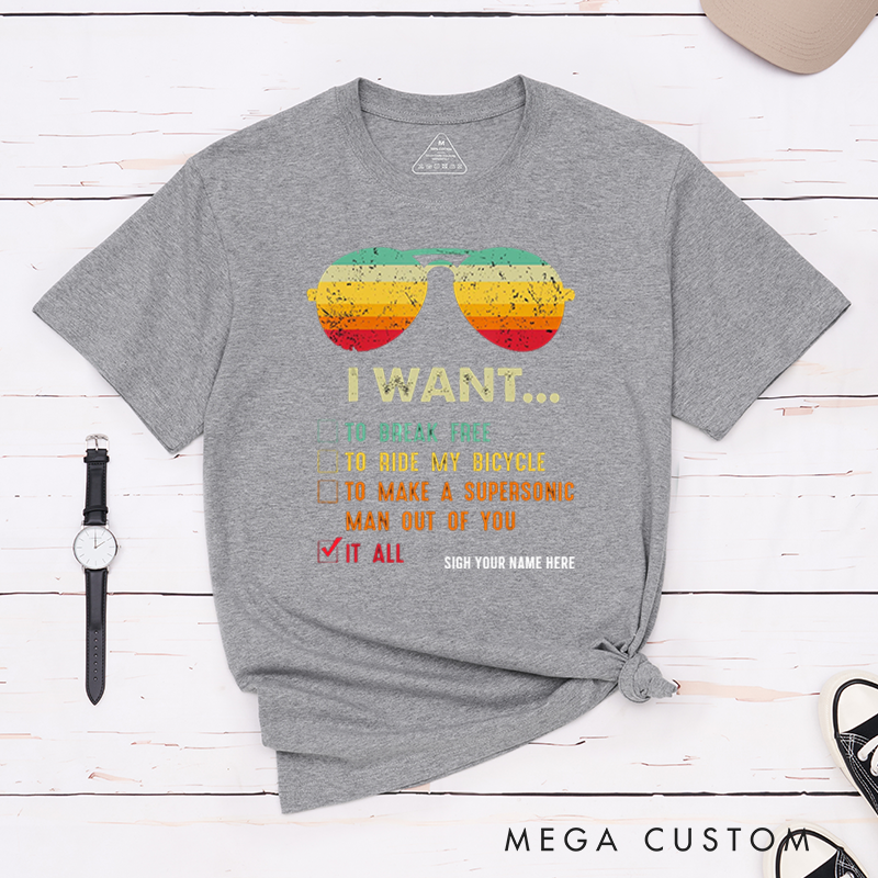 Personalized Retro Sunglasses Graphic T-Shirt Music and Adventure Lovers for Outdoor Adventures Riding Cycling Biking Enthusiasts