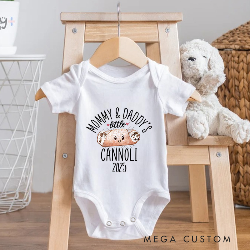 Personalized Mommy and Daddy's Little Cannoli Baby Onesie Baby Shower Gift