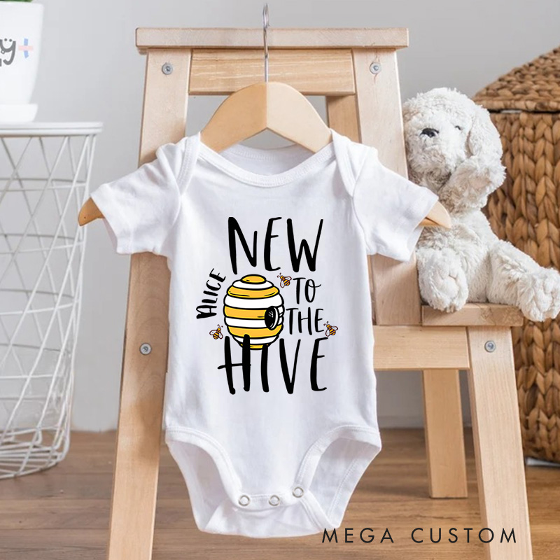 Personalized New to the Hive Bee Baby Onesie Baby Shower Gift