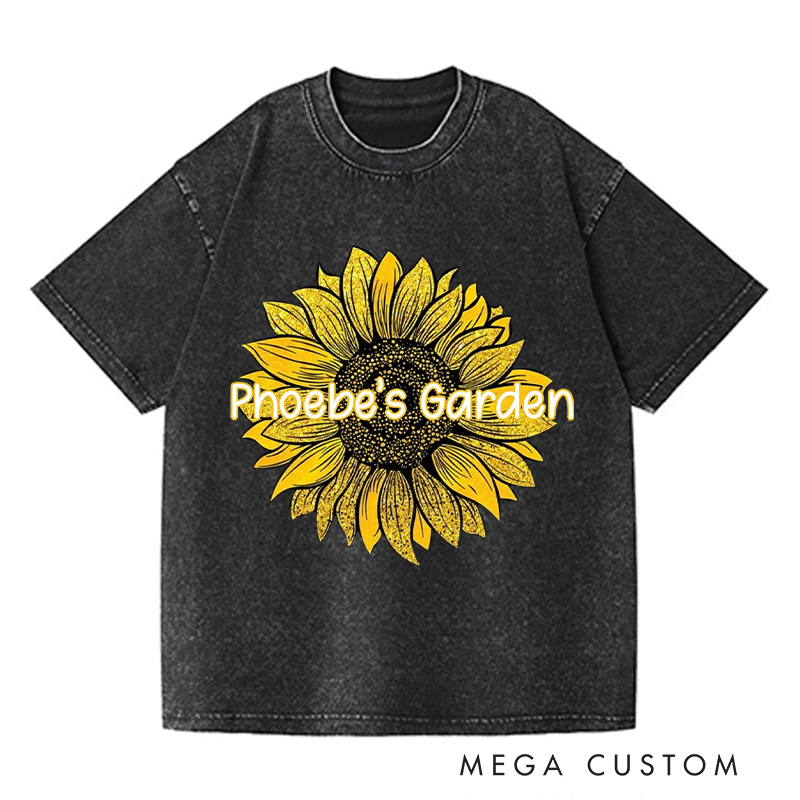 Personalized Sunflower Washed T-Shirts Plant Shirt Plant Lover Shirt Garden Shirt Gardener Shirt Gardening Lover Gift Garden Gift