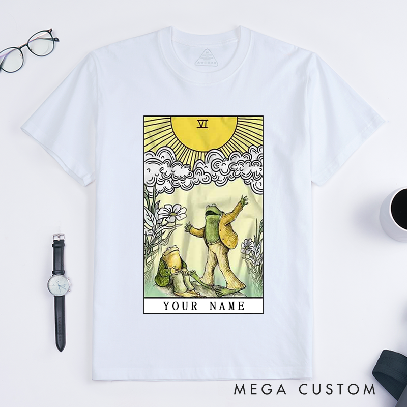 Personalized Tarot Lovers Classic T-Shirts Frog & Star The Lovers Tarot Card T-Shirts Gift For Womens Mens Unisex