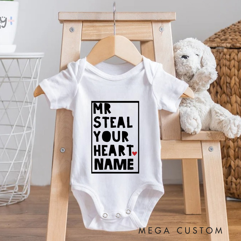 Personalized Mr Steal Your Heart Baby Onesie Unisex Newborn Baby Gift