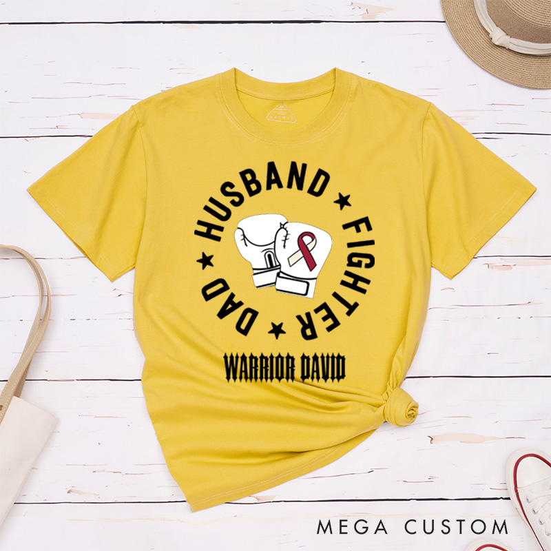 Personalized Husband Dad Fighter Head Neck Cancer Throat Cancer Awareness T-Shirt