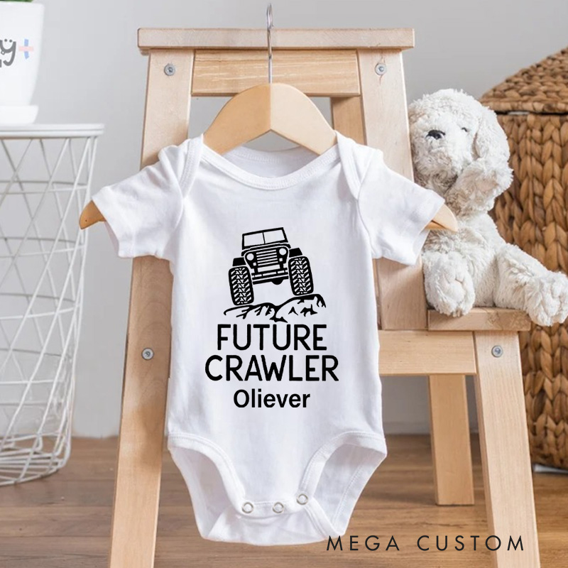 Personalized Future Crawler Tractor Baby Onesie Baby Shower Gift