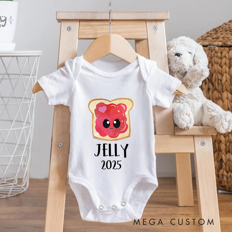 Personalized Peanut Butter and Jelly Baby Twin Onesie Funny Baby Gift