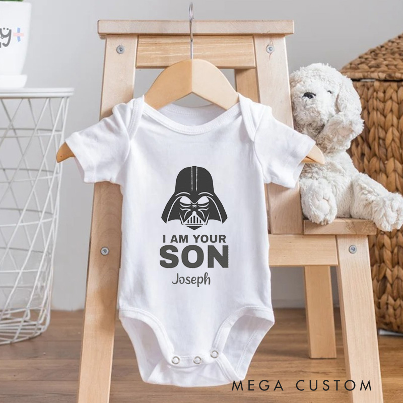 Personalized I Am Your Son Fun and Iconic Sci-Fi Inspired Family Design Baby Onesie