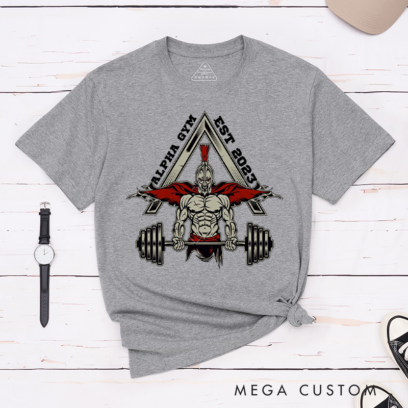 Personalized Inspirational Workout T-Shirt with Ancient Warrior and Muscle Design for Fitness Enthusiasts Bodybuilders and Gym Lovers