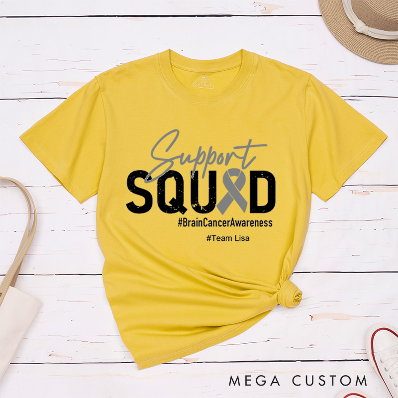 Personalized Brain Cancer Support Squad Cancer Awareness Fighter T-Shirt