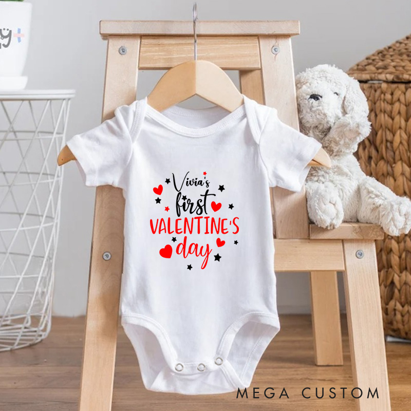 Personalized First Valentine’s Day Cute and Heartfelt Baby Valentine Celebration Baby Onesie