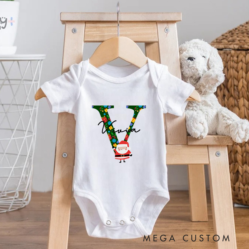 Personalized Santa Christmas Letter Holiday for Kids Baby Onesie