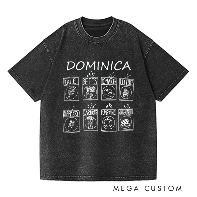 Personalized Garden Washed T-Shirts Kale Shirt Foodie Gift Gardening Gift Vegetable Shirt Plant Lover Gift