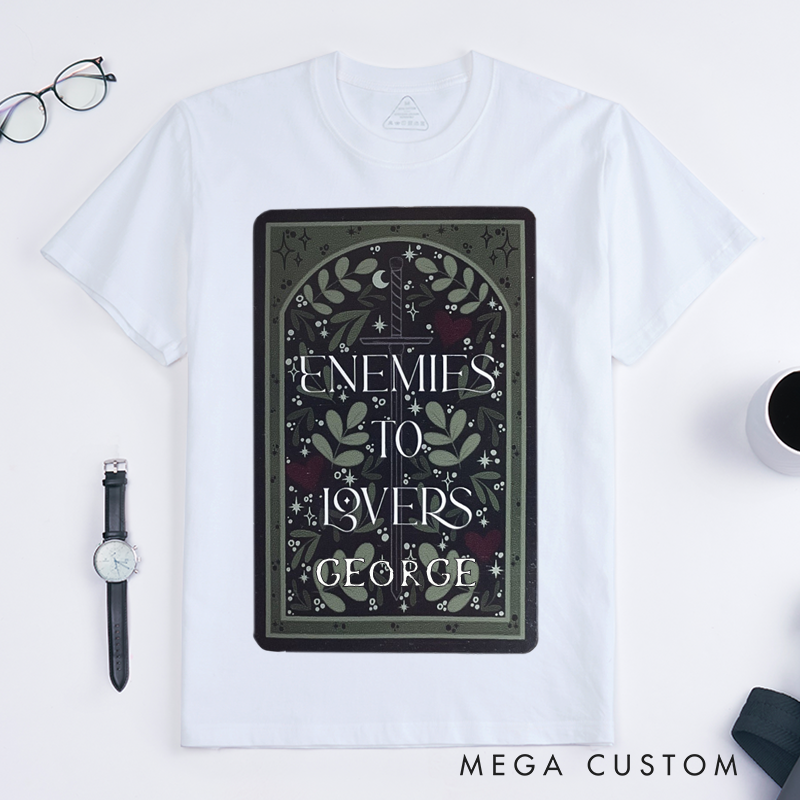 Personalized Tarot Lovers Classic T-Shirts Bookish Trope Tarot Card T-Shirts Enemies to Lovers Sword Heart  Book Lover Gift