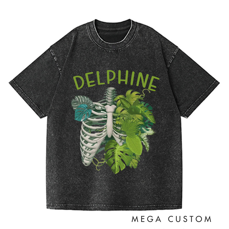 Personalized Skeleton Plant Washed T-Shirts Plant Lover Shirt Plant Gift Plant Lover Gift Monstera Tee Plant Graphic Shirt Garden Lover Gift