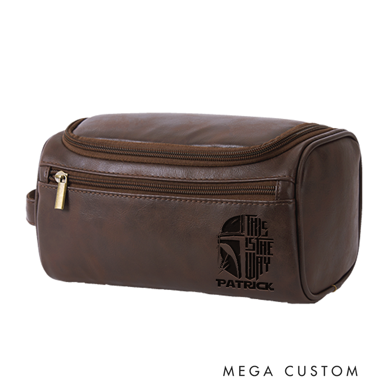 Personalized This is The Way Leather Dopp Kit Funny Geek Leather Toiletry Bag Movie Lovers Shaving Kit Travel Bag Gift For Men