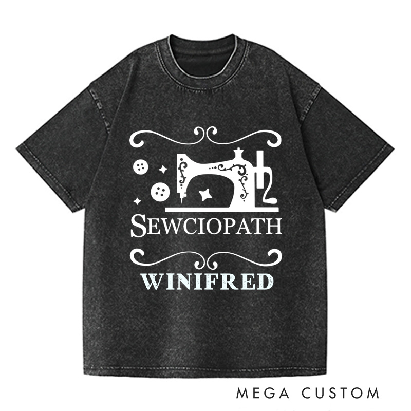 Personalized Sewciopath Washed T-Shirts Tailor Lovers Customized Name Shirt Sewing Machine Sewing Lovers Gift