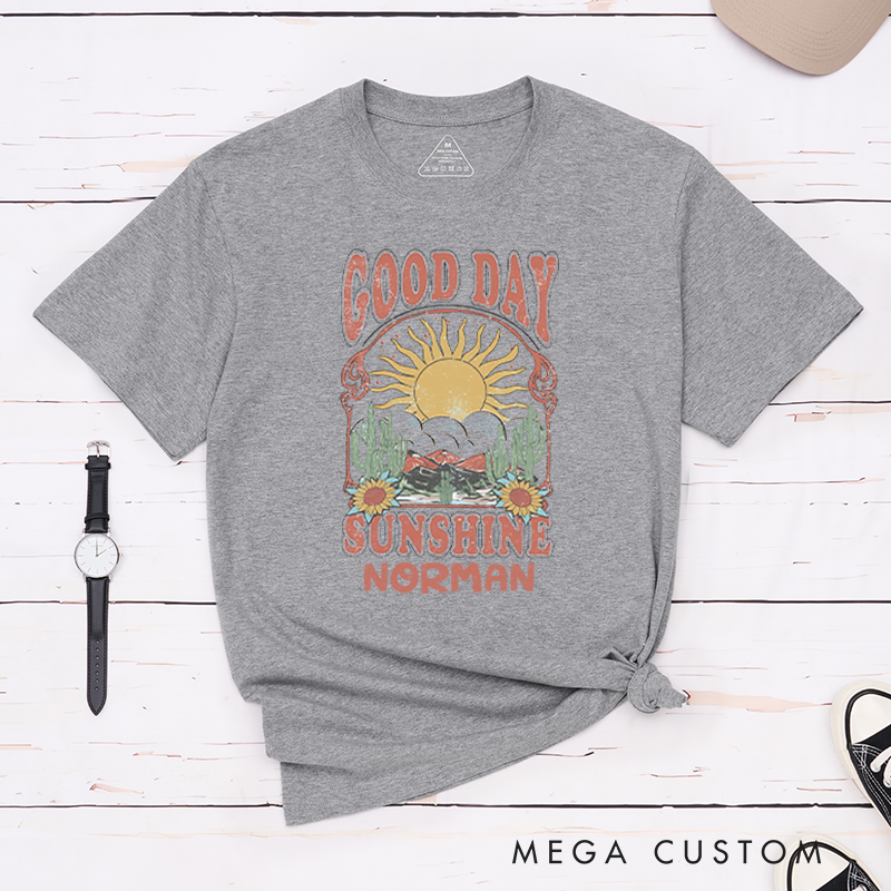 Personalized Good Day Sunshine T-Shirt Vintage Desert Travel Shirt Gift for Outdoors Adventure Lover