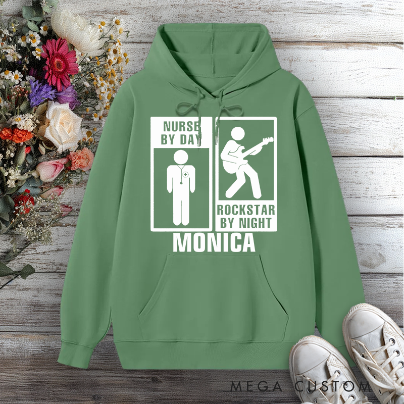 Personalized Hoodies for Nurse Nurse by Day Rockstar by Night Design Hoodies