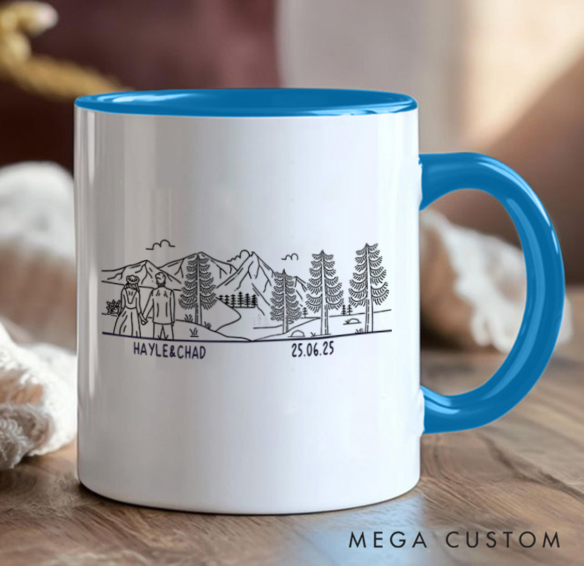 Personalized Mountain Couple Mug Camping Adventurers Hiking Mug Gift for Travel Outdoors Lovers