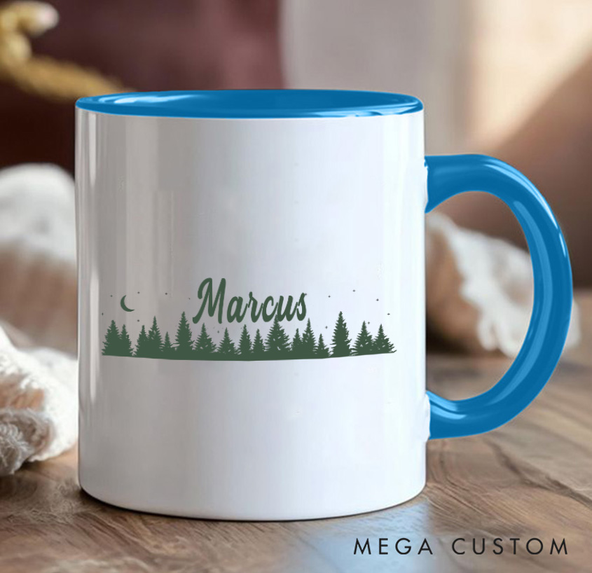 Personalized Campfire Forest Coffee Mug Camping Hiking Mug Gift for Travel Outdoors Lovers