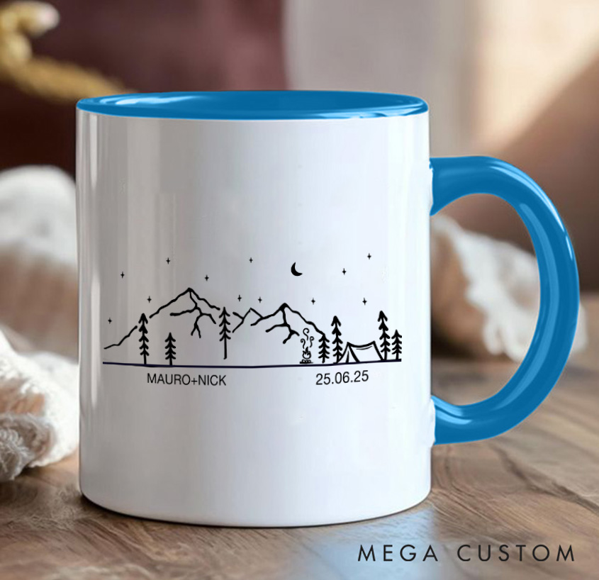 Personalized Camp Campfire Forest Mug Camping Hiking Mug Gift for Travel Outdoors Lovers