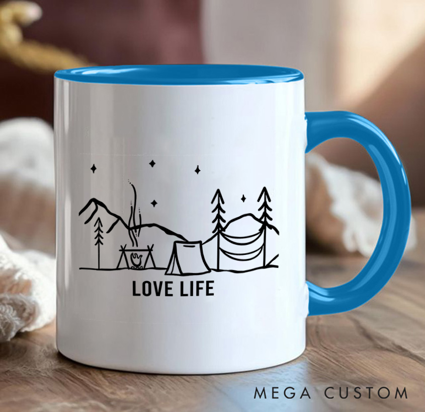 Personalized Couple Mountain Camping Mug Hiking Mug Gift for Travel Outdoors Lovers