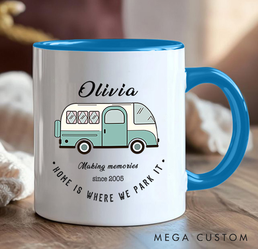 Personalized Camper Van Mug Mountain Adventurers Camping Hiking Mug Gift for Travel Outdoors Lovers