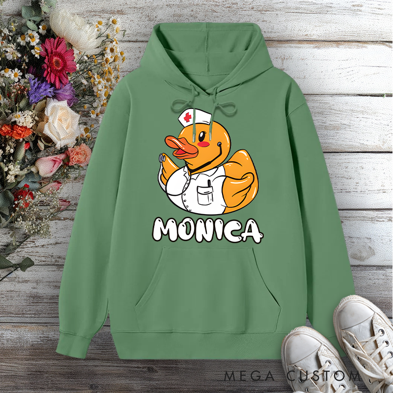 Personalized Hoodies for Nurse Duck Quirky and Caring Design Hoodies International Nurse Day Gift