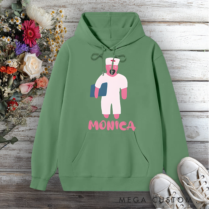 Personalized Hoodies for Nurse Pink Nurse Character Caring and Fun Design Hoodies International Nurse Day Gift
