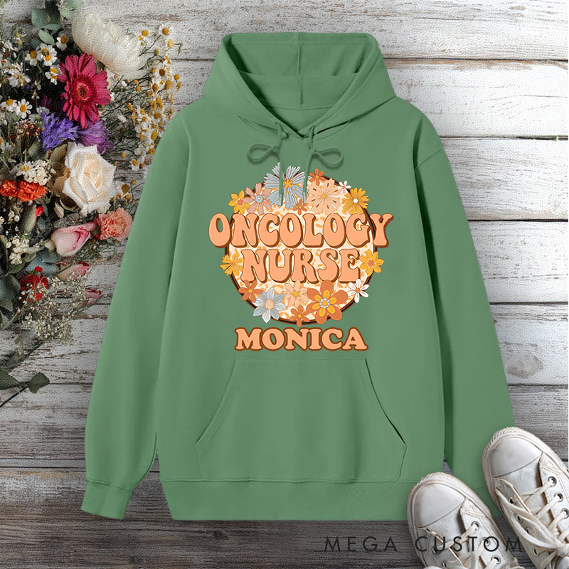 Personalized Hoodies for Nurse Oncology Nurse Compassion in Bloom Design Hoodies International Nurse Day Gift