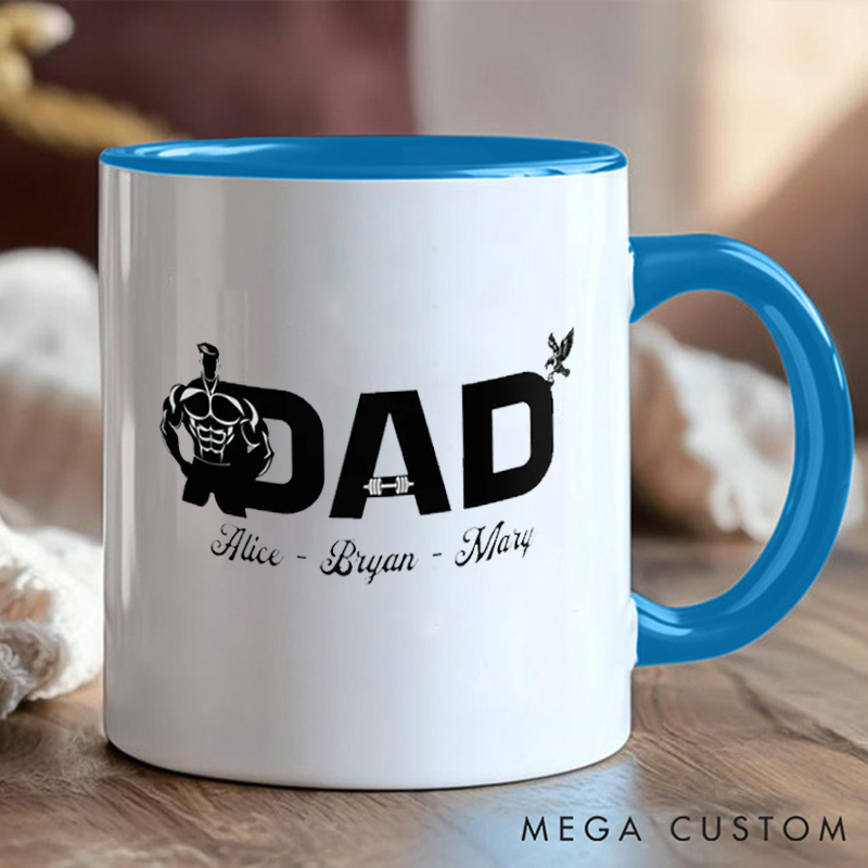 Personalized Dad Fitness Coffee Mug with Gym Loving Dads Gift Motivational Coffee Cup for Fitness Enthusiasts Bodybuilders and Gym Lovers