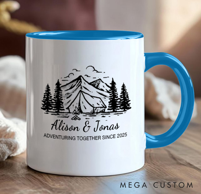 Personalized Adventuring Together Mug Camping Hiking Couple Mug Gift for Outdoors Nature Lovers