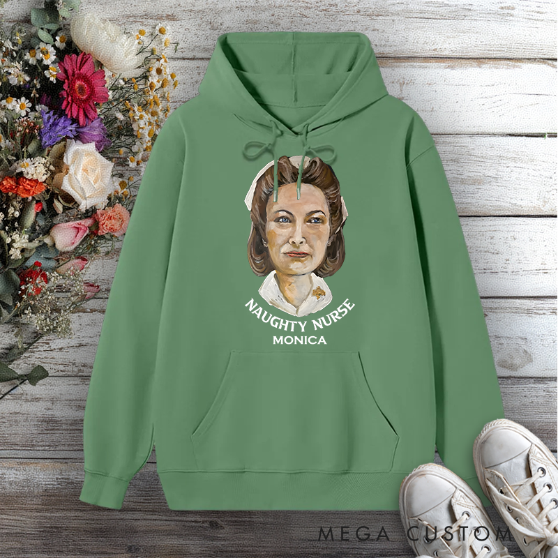 Personalized Hoodies for Nurse Naughty Nurse Vintage Portrait Design Hoodies International Nurse Day Gift