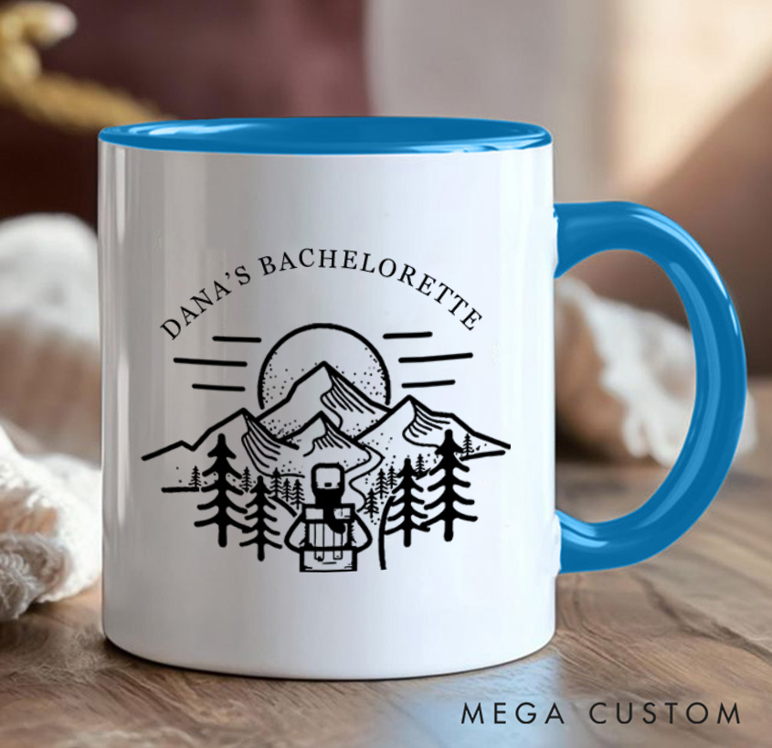 Personalized Hiking Bachelorette Trip Mug Camping Mountain Couple Mug Gift for Outdoors Nature Lovers