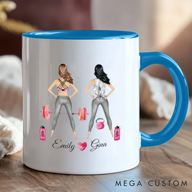 Personalized Squat Gym Buddy Coffee Cup Mug with Double Sided Gift Motivational Coffee Cup for Fitness Enthusiasts Bodybuilders and Gym Lovers