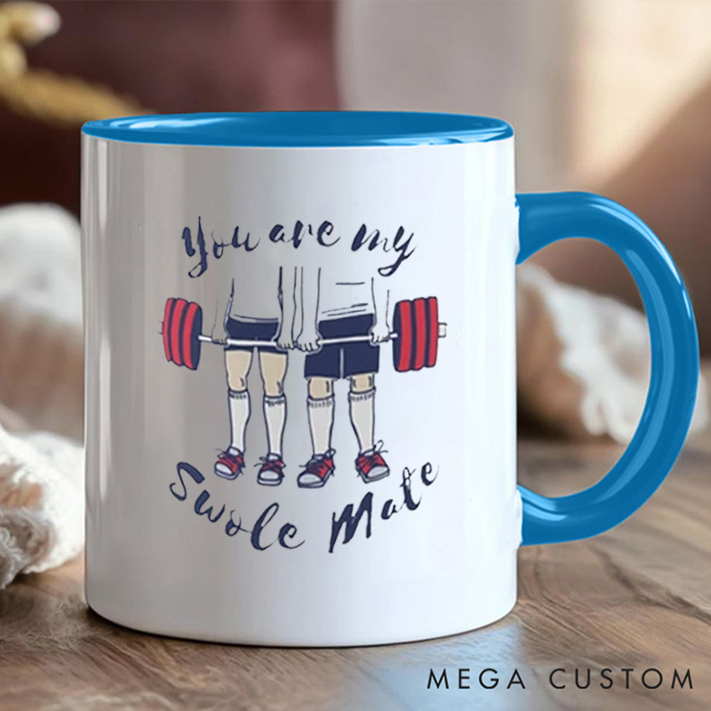 Personalized Funny Gym Partner Coffee Cup Mug with Double Sided Swole Mate Gift Motivational Coffee Cup for Fitness Enthusiasts Bodybuilders and Gym Lovers