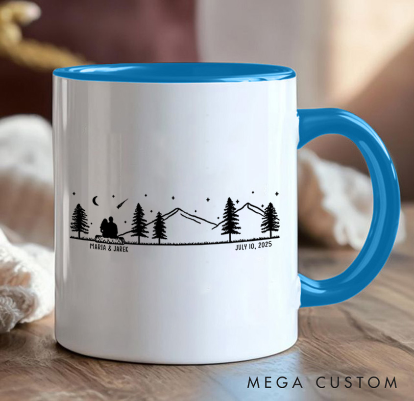 Personalized Couple Stargazing Camp Mug Mountain Hiking Mug Gift for Outdoors Nature Lovers