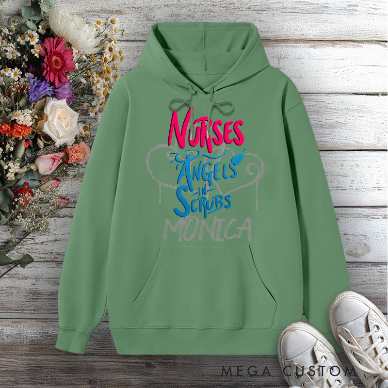 Personalized Hoodies for Nurse Angels in Scrubs Design Hoodies International Nurse Day Gift