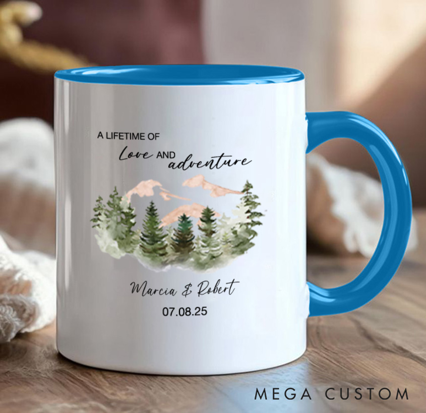 Personalized Mountain Camping Mug Couple Adventure Mountains Hiking Mug Gift for Outdoors Lovers