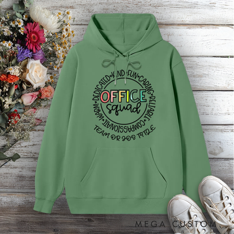 Personalized Hoodies for Office Squad Word Circle Design Team or Job Title Edition Gift for Office Worker