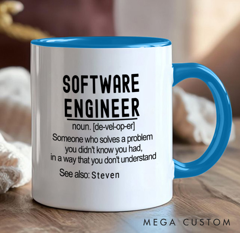 Personalized Humorous Definition Software Engineers Mug Programmer Technology Computer Enthusiasts Gift for IT Geek Nerd Lovers