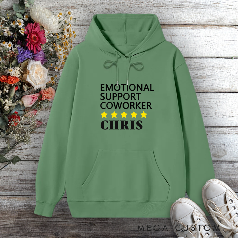 Personalized Hoodie Emotional Support Coworker Star Rating Design Gift for Office Worker