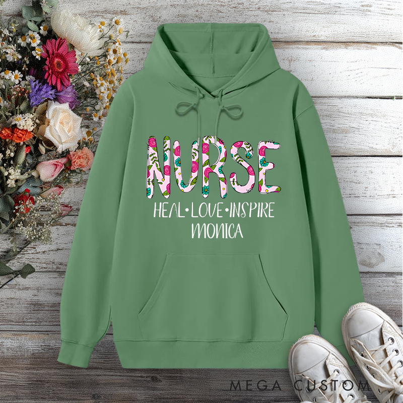 Personalized Hoodies for Nurse Heal Love Inspire Design Hoodies International Nurse Day Gift